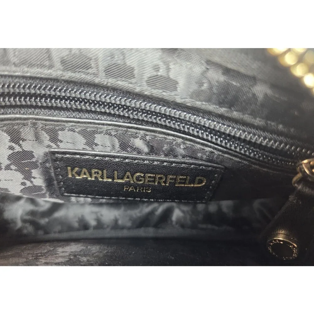 KARL LAGERFELD Black Floral Berry Bow Accent Crossbody Shoulder Bag Purse